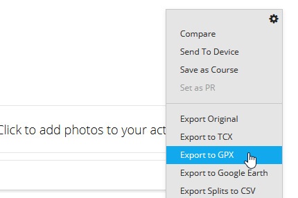 Garmin Connect Export to GPX